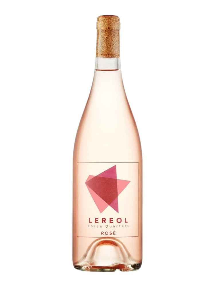 Three Quarters Rosé wine bottle with geometric pink label