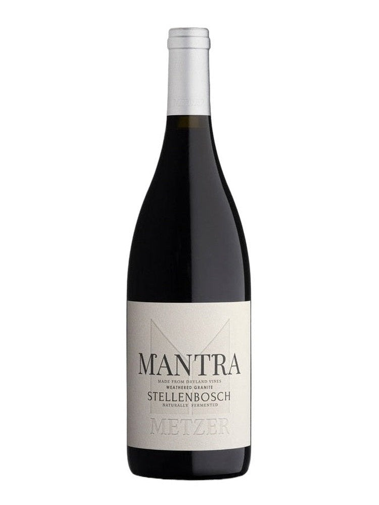 Metzer Mantra Stellenbosch red wine bottle with textured off-white label