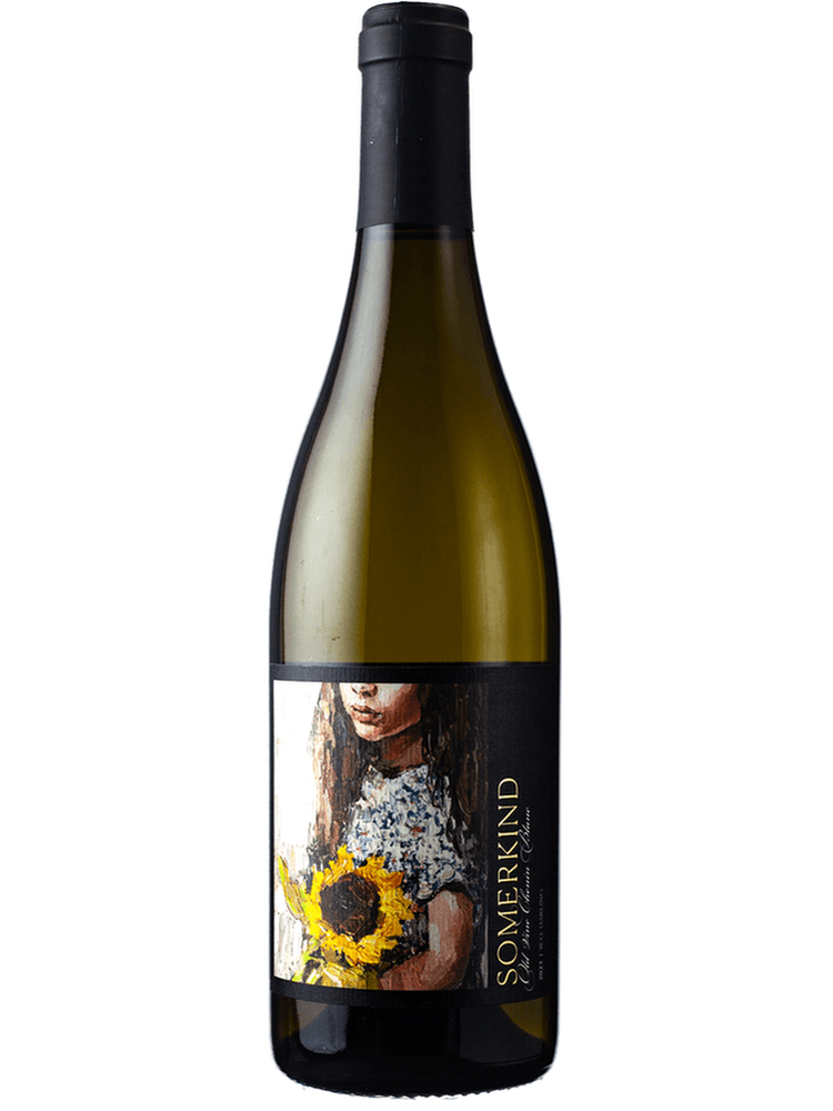 Roodekrantz Somerkind Chenin Blanc white wine bottle with black label and sunflower art