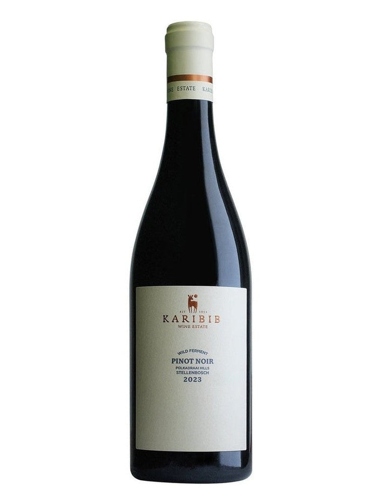 Karibib Pinot Noir wine bottle with antelope logo label