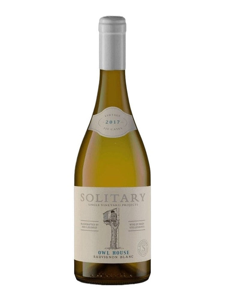 Solitary Owl House Sauvignon Blanc 2021 white wine bottle with cream label and owl illustration