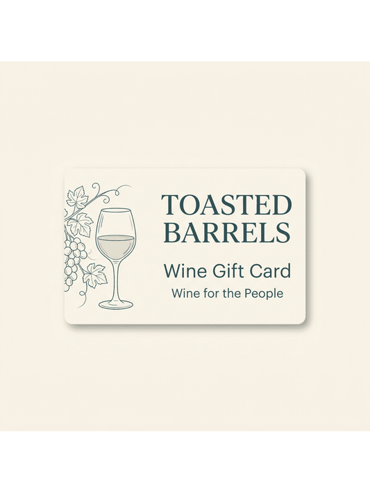 Toasted Barrels wine gift card in teal and cream
